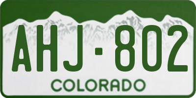 CO license plate AHJ802
