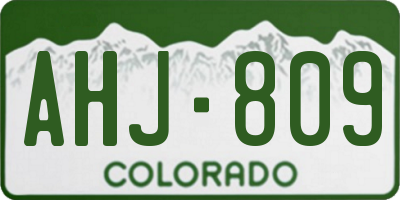 CO license plate AHJ809
