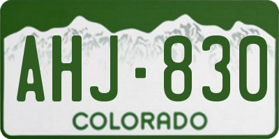 CO license plate AHJ830