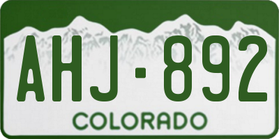 CO license plate AHJ892