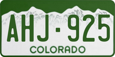CO license plate AHJ925