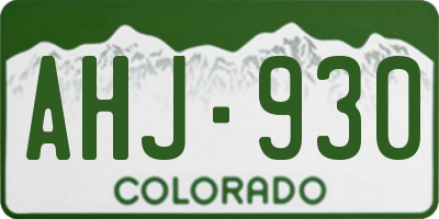 CO license plate AHJ930