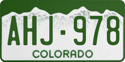 CO license plate AHJ978