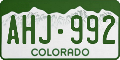 CO license plate AHJ992