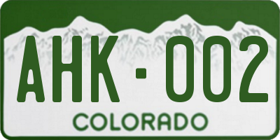 CO license plate AHK002