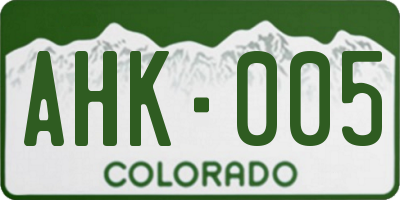CO license plate AHK005