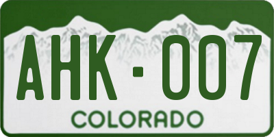 CO license plate AHK007