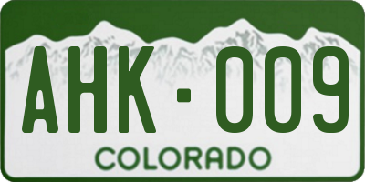 CO license plate AHK009