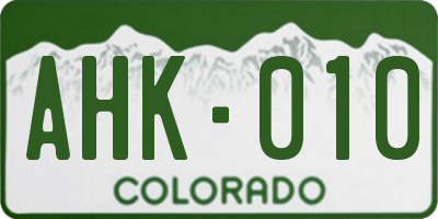 CO license plate AHK010