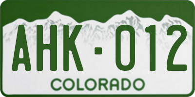 CO license plate AHK012