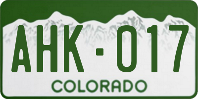 CO license plate AHK017