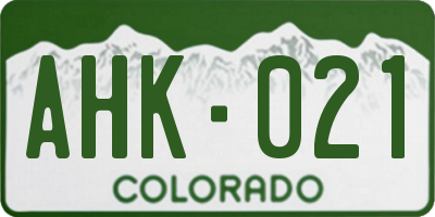 CO license plate AHK021