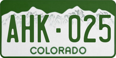 CO license plate AHK025