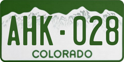 CO license plate AHK028