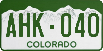 CO license plate AHK040