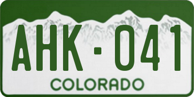 CO license plate AHK041
