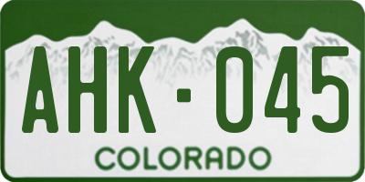 CO license plate AHK045