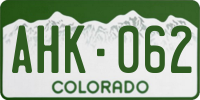 CO license plate AHK062