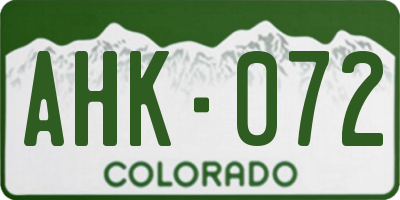 CO license plate AHK072