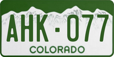CO license plate AHK077