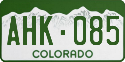 CO license plate AHK085