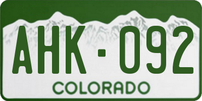 CO license plate AHK092