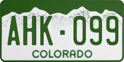 CO license plate AHK099