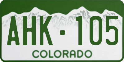 CO license plate AHK105