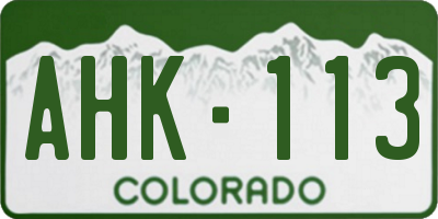 CO license plate AHK113