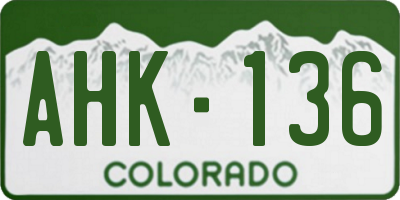 CO license plate AHK136