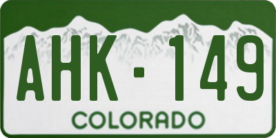 CO license plate AHK149