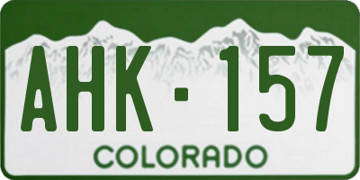 CO license plate AHK157