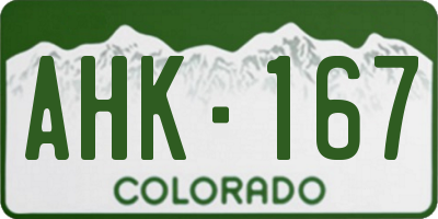 CO license plate AHK167