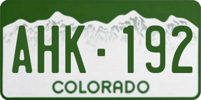 CO license plate AHK192