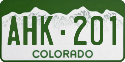 CO license plate AHK201
