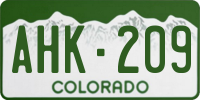 CO license plate AHK209