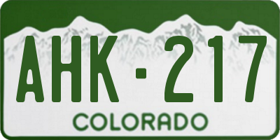 CO license plate AHK217