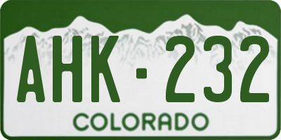 CO license plate AHK232