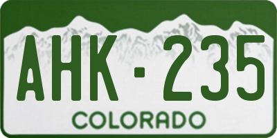 CO license plate AHK235