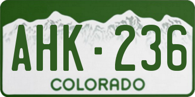 CO license plate AHK236