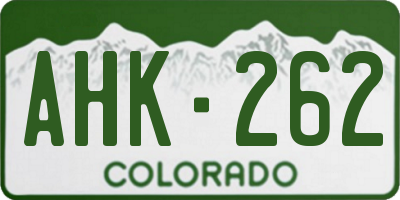CO license plate AHK262