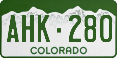 CO license plate AHK280