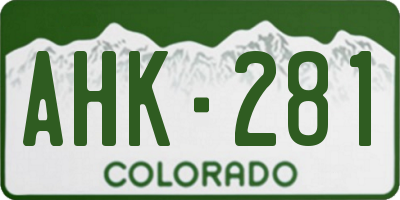 CO license plate AHK281