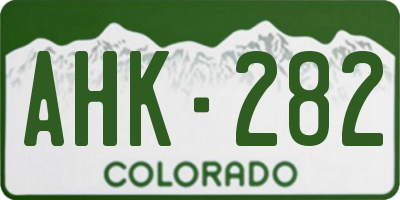 CO license plate AHK282