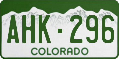 CO license plate AHK296