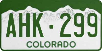 CO license plate AHK299