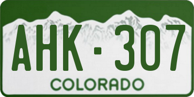 CO license plate AHK307