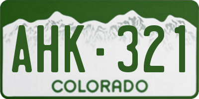 CO license plate AHK321