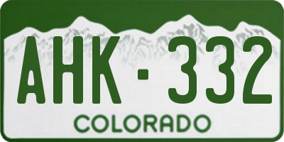 CO license plate AHK332