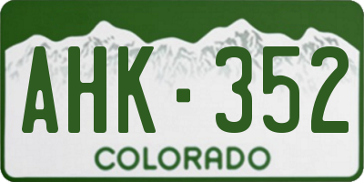 CO license plate AHK352